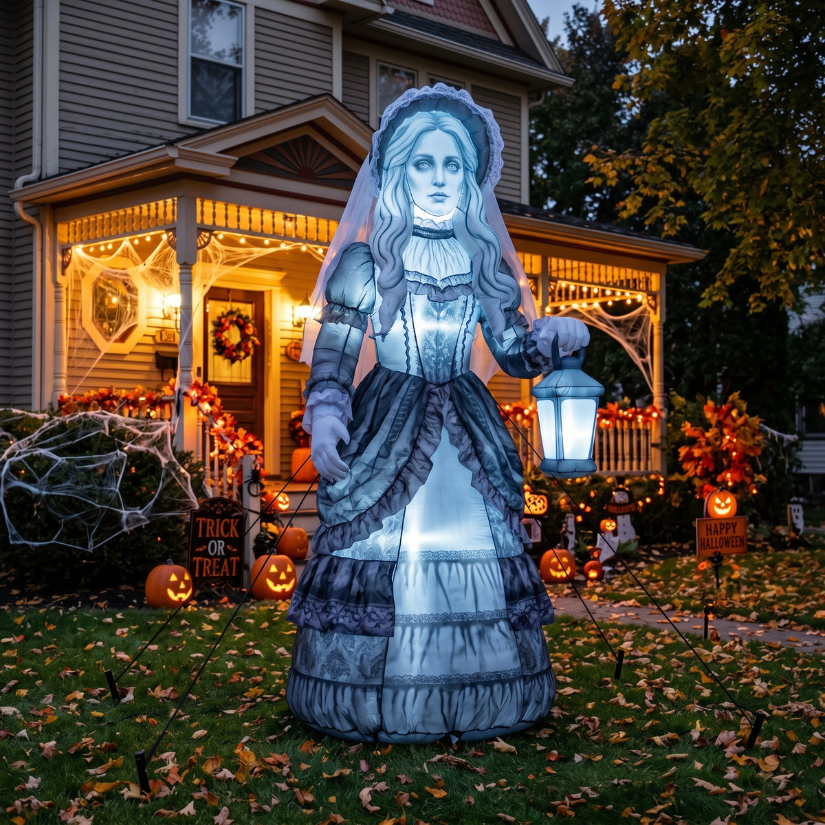 6' Haunted Mansion Victorian Ghost Bride Yard Halloween Inflatable Blow Up Decor Prop