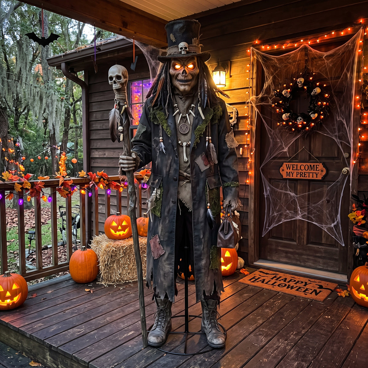 6' Animated Voodoo Swamp / The Bayou The Shadow Doctor Figure Music Lights Motion Sensor Halloween Home Decor Accent Yard Prop