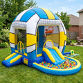 Play Bounce House Jumping Playhouse area with Slide and Ball Pit Sports Volley Ball Castle Theme