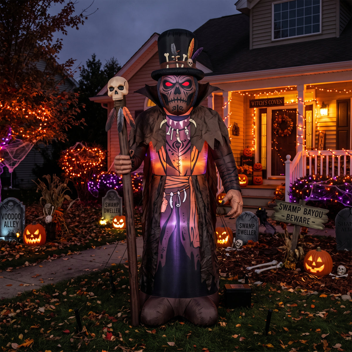 6' Voodoo Swamp Bayou Shadow Doctor Yard Halloween Inflatable Blow Up Decor Prop
