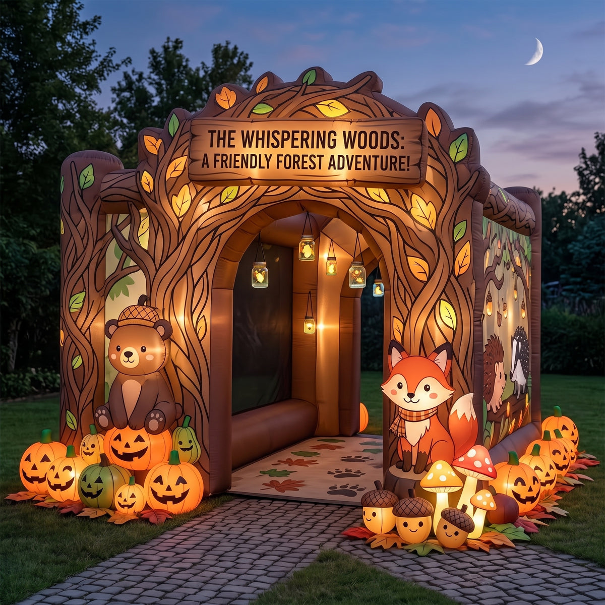 Whispering Woods Theme Premium 10' x 10' Halloween Haunted House Inflatable Blow Up Walk-Through Archway Experience Decor Prop