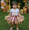 Girls Wild One Safari Animals Tutu Set Girls Personalized Custom Pink Green Brown Gold Ribbon Sewn Trim Tutu Outfit Dress Theme Cake Smash Birthday Party