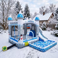 Play Bounce House Jumping Playhouse area with Slide and Ball Pit Winter Wonderland Theme