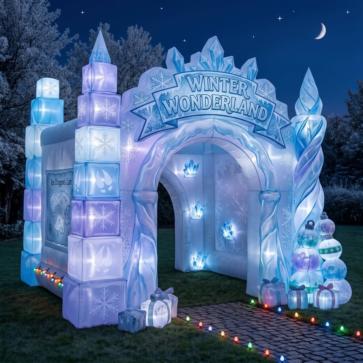Winter Wonderland Theme Premium 10' x 10' Christmas House Inflatable Blow Up Walk-Through Archway Experience Decor Prop