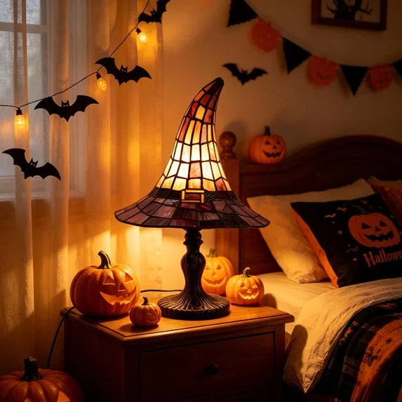 Witch Hat Lamp Halloween Home Decor Accent LED Light Table decor