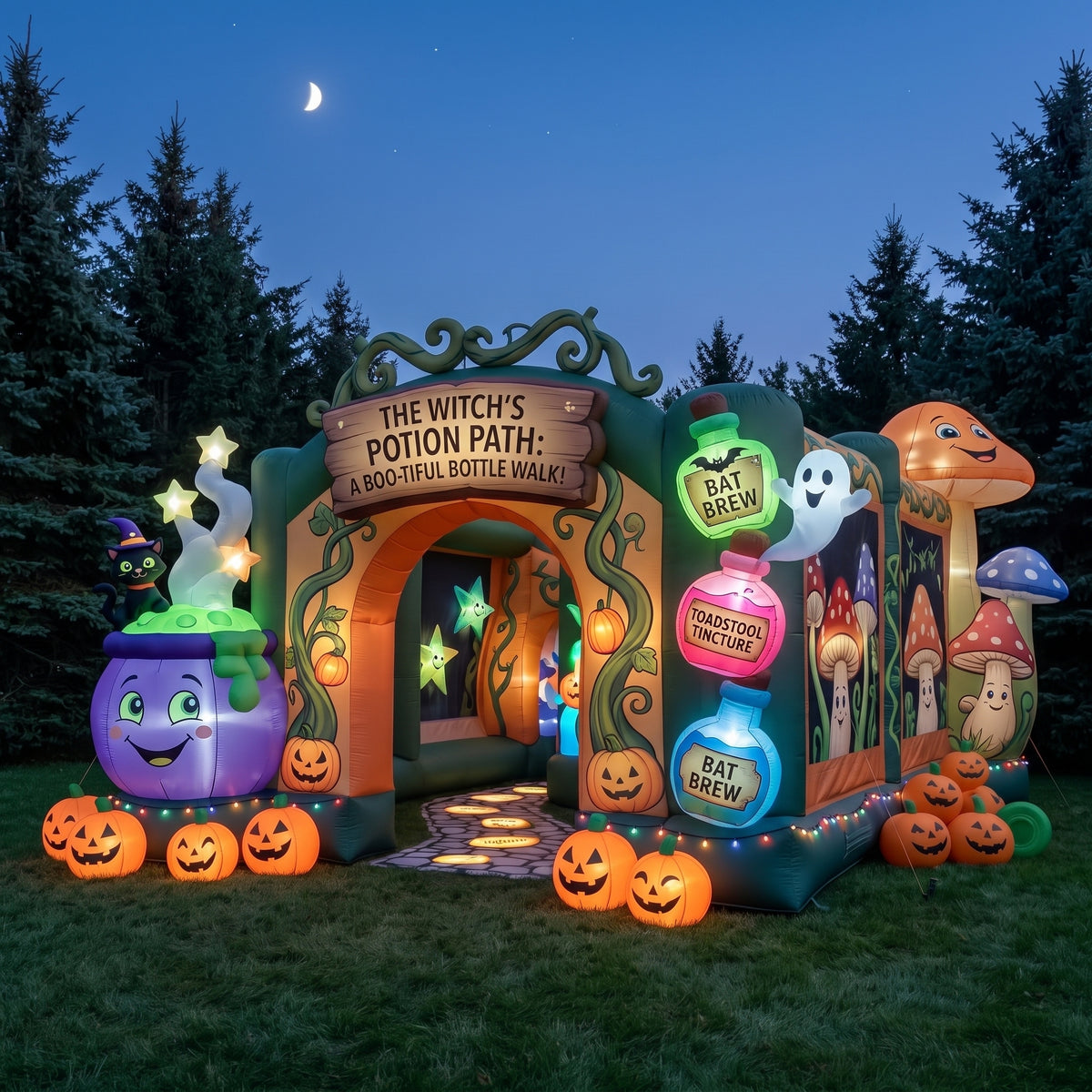 The Witch's Path Theme Premium 10' x 10' Halloween Haunted House Inflatable Blow Up Walk-Through Archway Experience Decor Prop