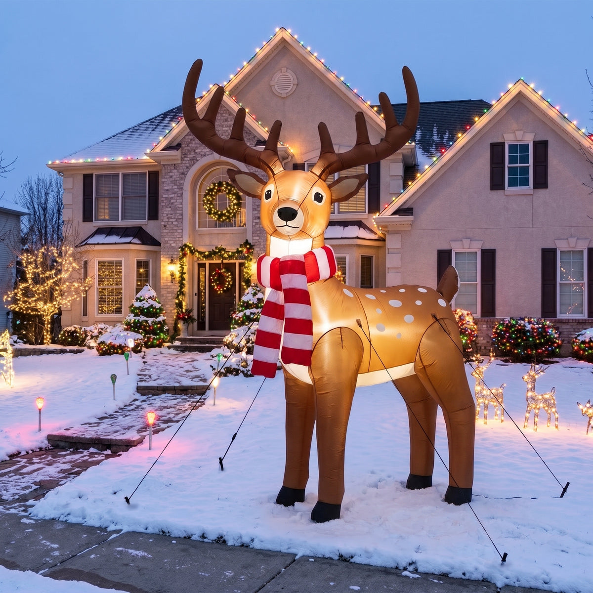 10-Foot Giant Outdoor Woodland Deer Inflatable with LED Illumination Christmas Blow Up Yard Decor