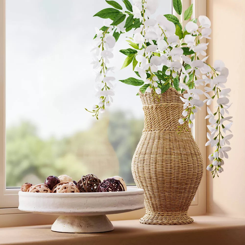 16" Scalloped Edge Woven Flower Vase Accent Tabletop Home Decor