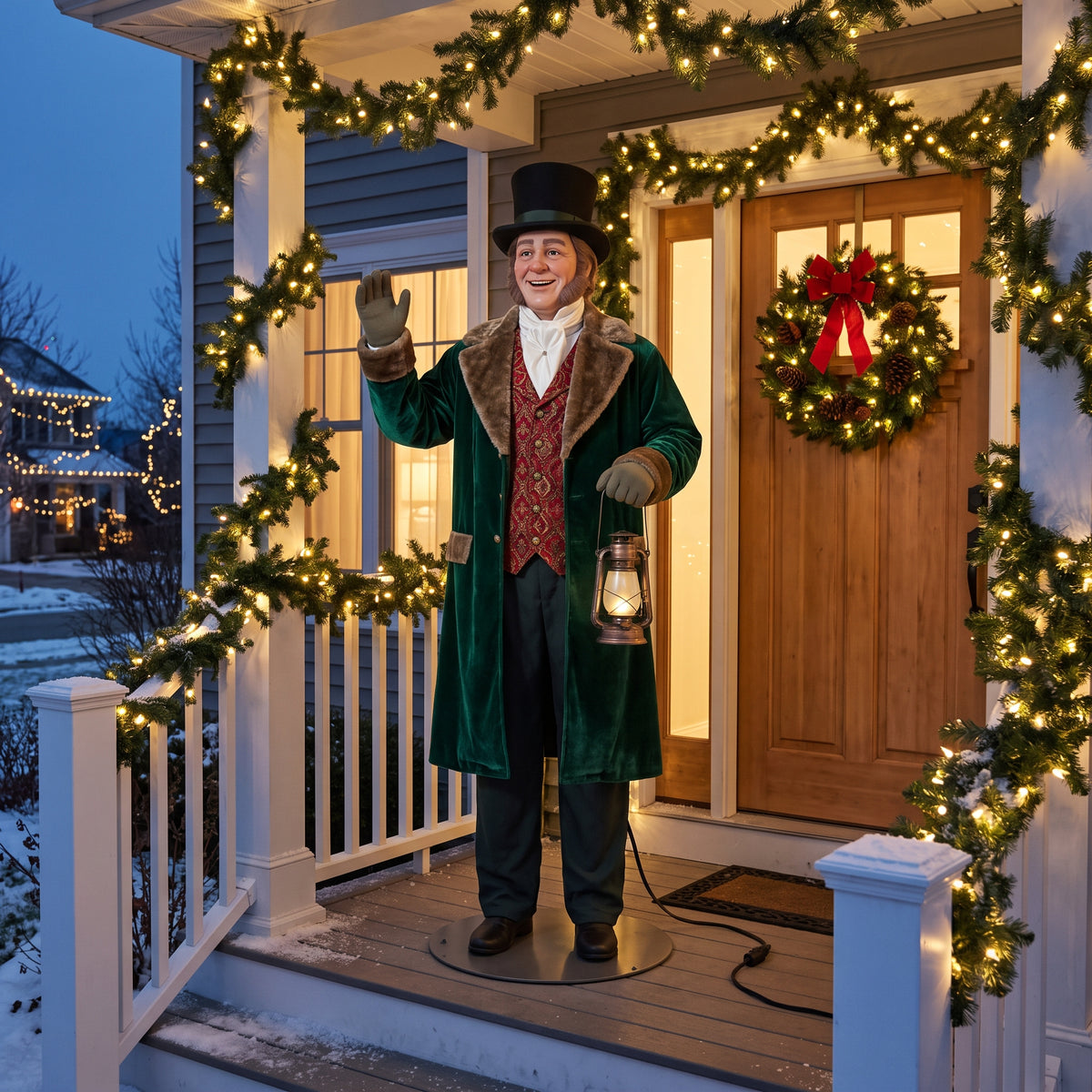 6' Christmas Carol Fred Figure Music Lights Motion Sensor Christmas Home Decor Accent Yard Prop