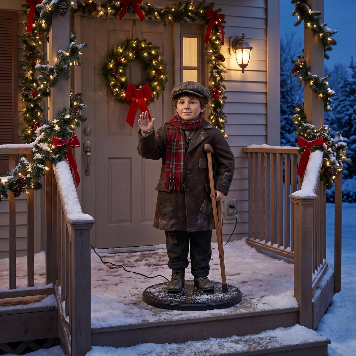 4' Christmas Carol Tiny Tim Figure Music Lights Motion Sensor Christmas Home Decor Accent Yard Prop