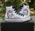 Custom Cute Safari Zebra Face High-Top Sneakers Shoes Personalized with Name, Ribbon Laces & Rhinestones Birthday Parties Everyday Gift